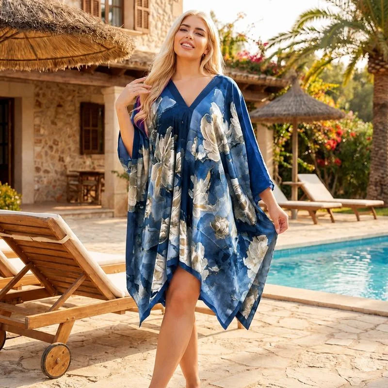 Silky Chiffon Swim Cover-Up – Lightweight Beach Kimono Dress