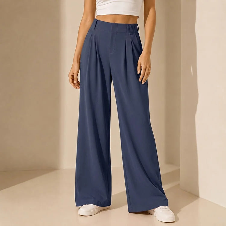 High-Waist Waffle Wide-Leg Lounge Pants