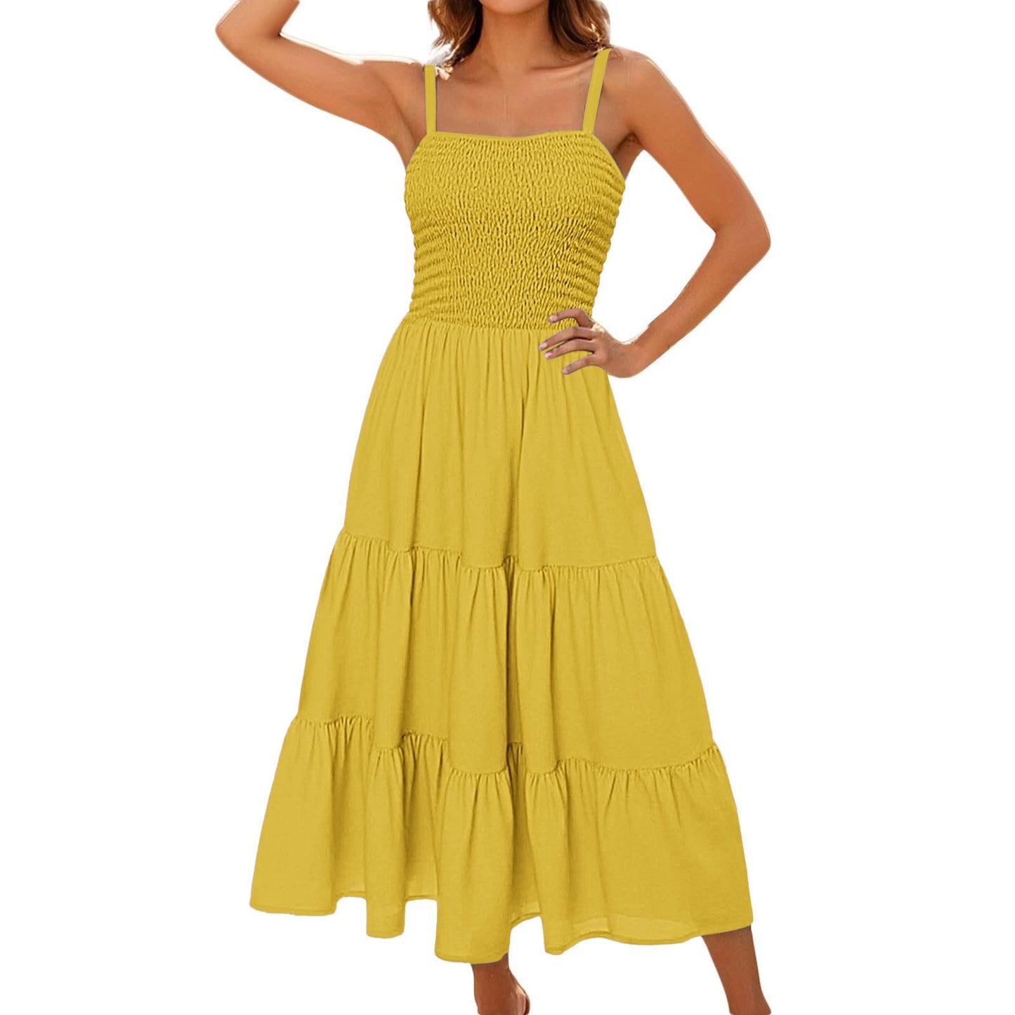 Sleeveless Smocked Bustier Maxi Dress