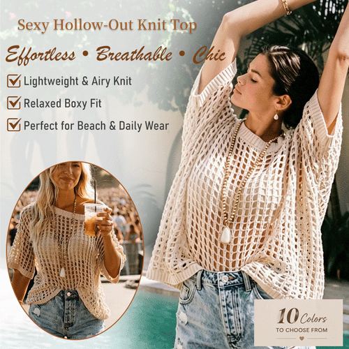 Breezy Hollow-Out Knit Top — Lightweight, Flowy & Effortlessly Stylish