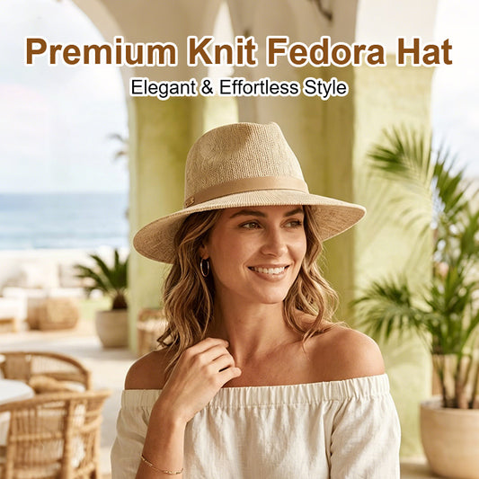 Packable Knit Fedora Hat