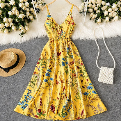 Floral V-Neck A-Line Maxi Dress