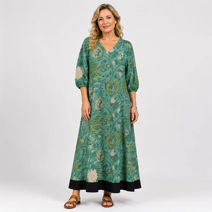 Relaxed V-Neck Floral Maxi Dress