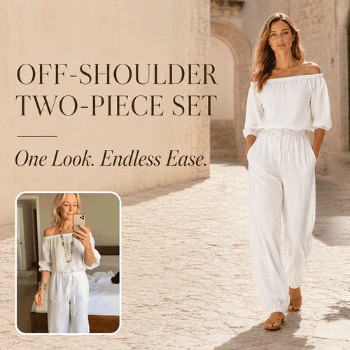 100% Cotton Off-Shoulder Two-Piece Set