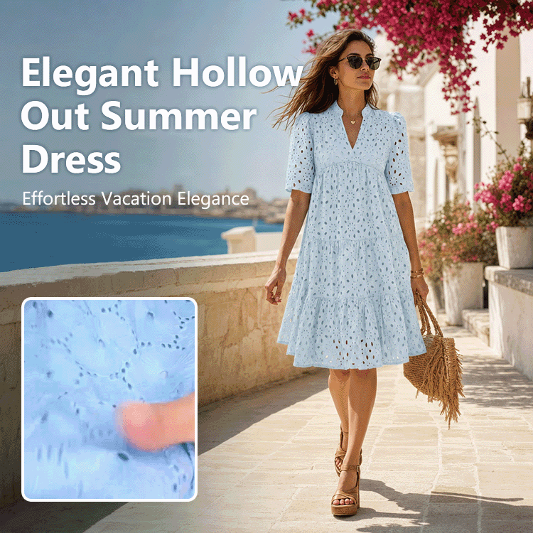 Hollow Embroidery Summer A-Line Dress