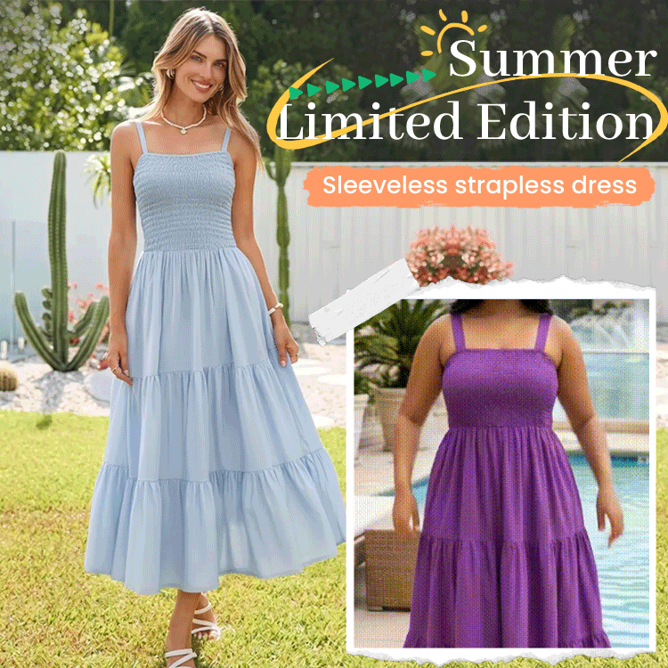 Sleeveless Smocked Bustier Maxi Dress