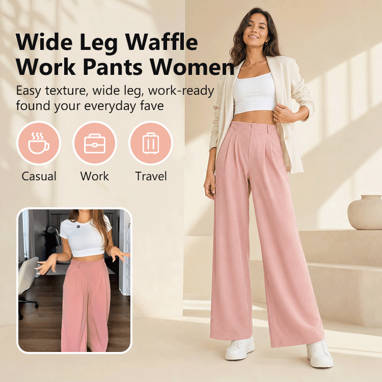 High-Waist Waffle Wide-Leg Lounge Pants