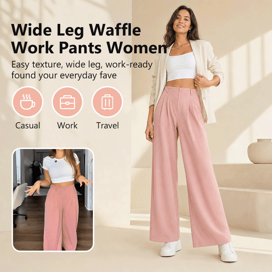 High-Waist Waffle Wide-Leg Lounge Pants