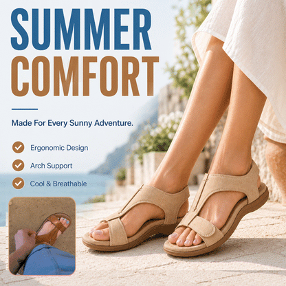 Cushioned Arch Support Leather Sandals