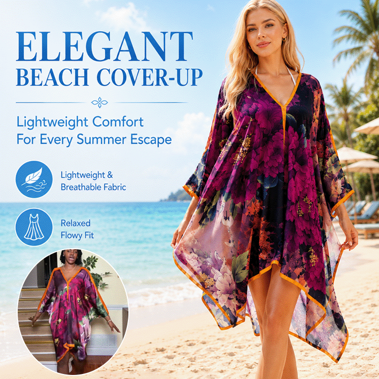Silky Chiffon Swim Cover-Up – Lightweight Beach Kimono Dress