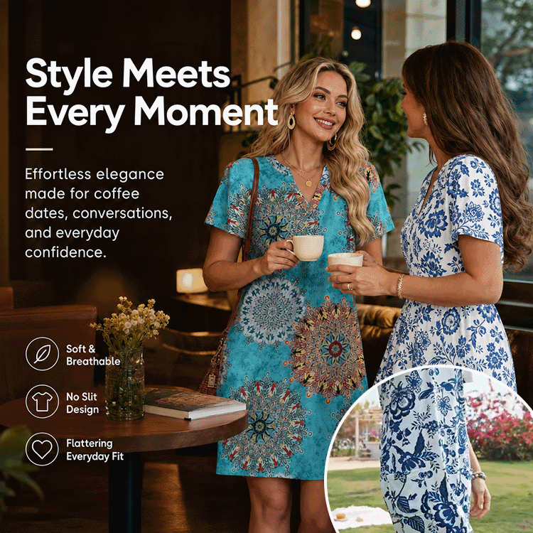 Flattering Stretch V-Neck Summer Dress