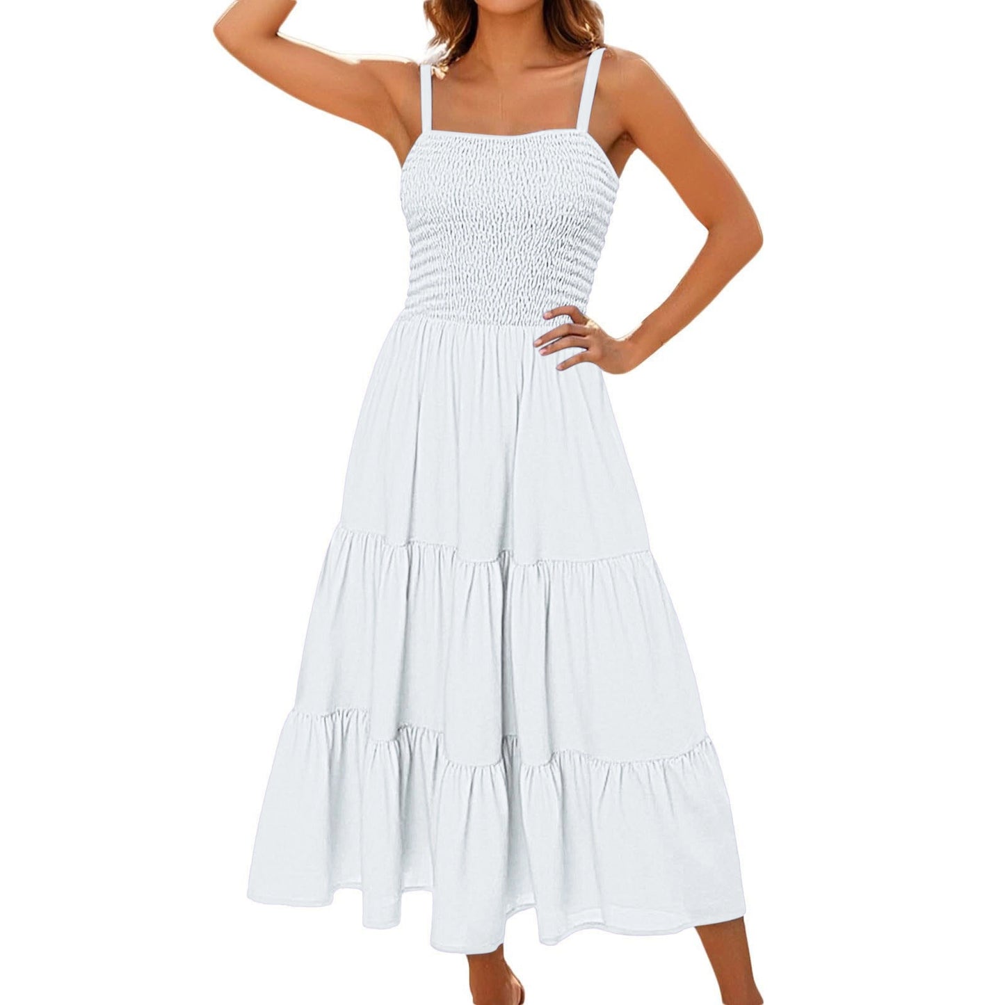 Sleeveless Smocked Bustier Maxi Dress