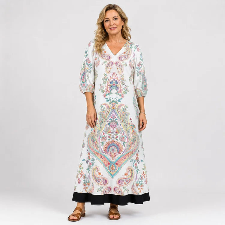 Relaxed V-Neck Floral Maxi Dress