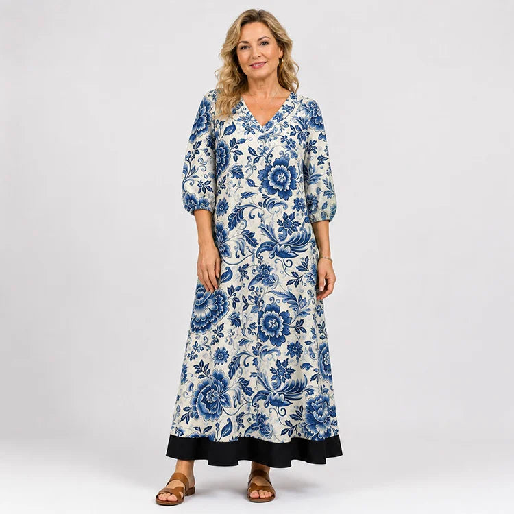 Relaxed V-Neck Floral Maxi Dress