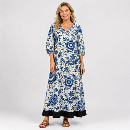 Relaxed V-Neck Floral Maxi Dress