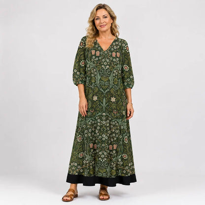 Relaxed V-Neck Floral Maxi Dress