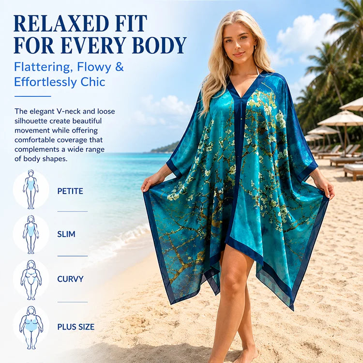 Silky Chiffon Swim Cover-Up – Lightweight Beach Kimono Dress