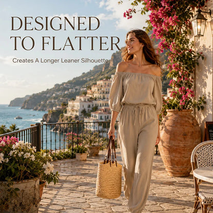 100% Cotton Off-Shoulder Two-Piece Set