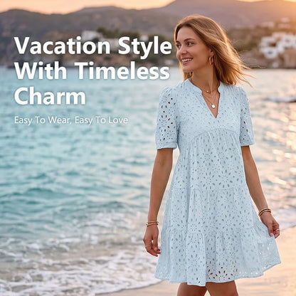 Hollow Embroidery Summer A-Line Dress