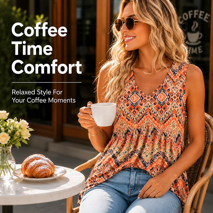 Elegant Sleeveless V-Neck Tunic Top