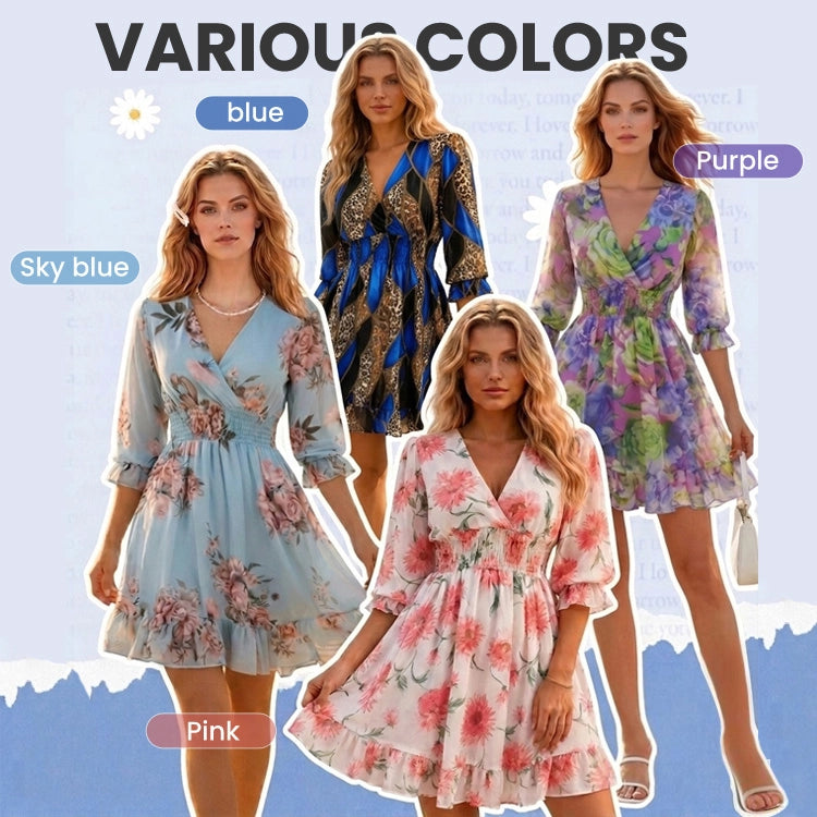 Waist-Cinching Floral Ruffled Dress