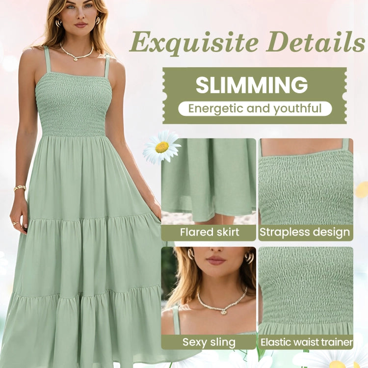 Sleeveless Smocked Bustier Maxi Dress