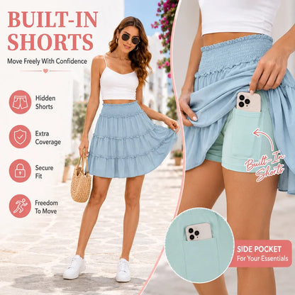 Flowy Ruffle Skort with Built-In Shorts