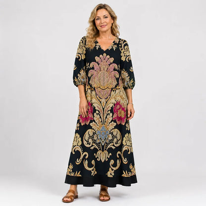 Relaxed V-Neck Floral Maxi Dress