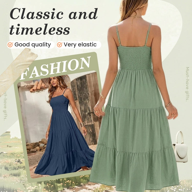 Sleeveless Smocked Bustier Maxi Dress