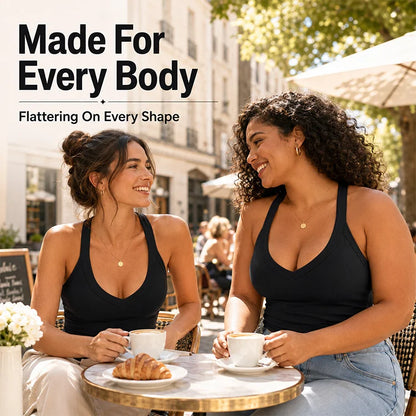 Built-In Bra V-Neck Tank Top – Supportive Summer Camisole
