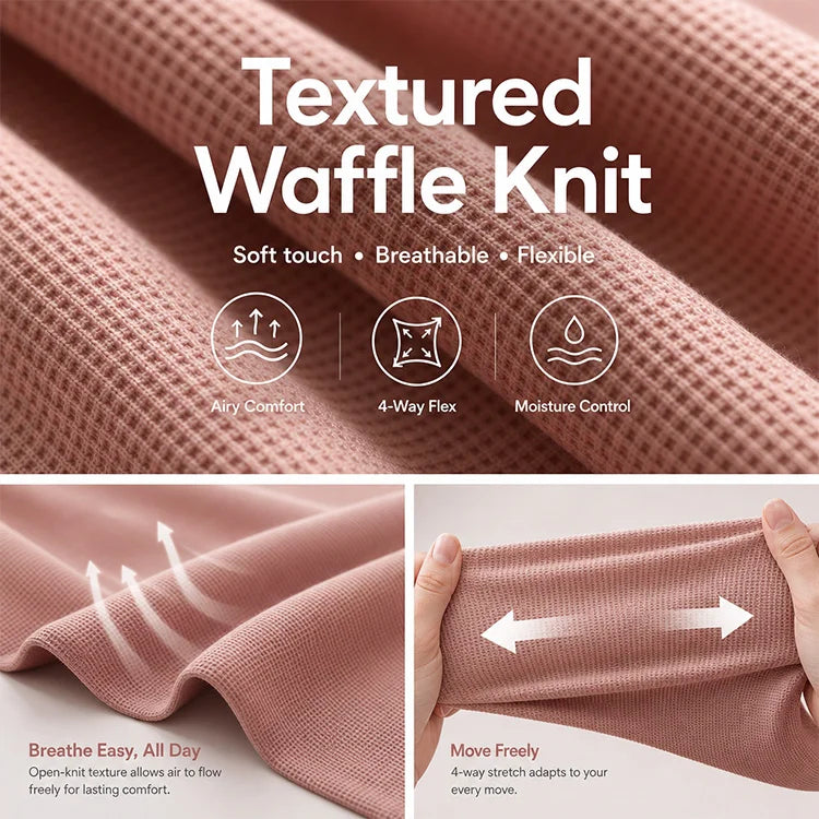 High-Waist Waffle Wide-Leg Lounge Pants