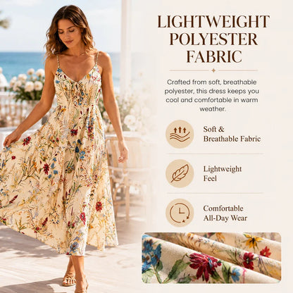 Floral V-Neck A-Line Maxi Dress