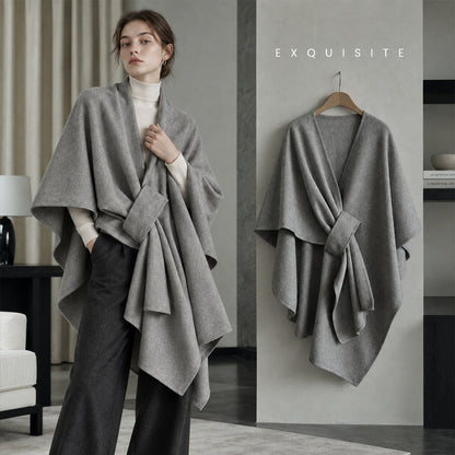 Elegant Pull-Through Fleece Shawl Wrap