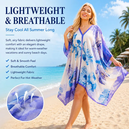 Silky Chiffon Swim Cover-Up – Lightweight Beach Kimono Dress