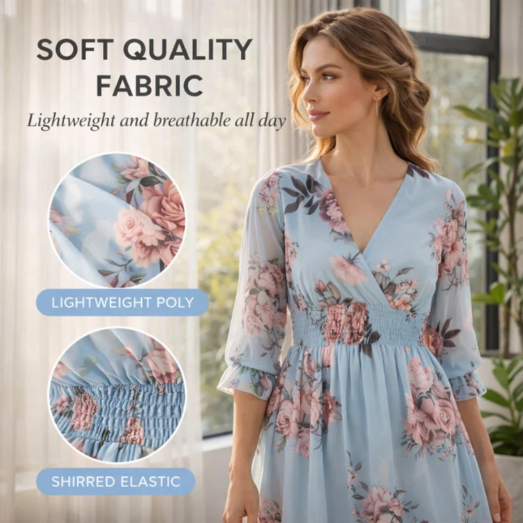 Waist-Cinching Floral Ruffled Dress