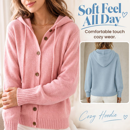 Cozy Relaxed-Fit Hooded Knit Cardigan