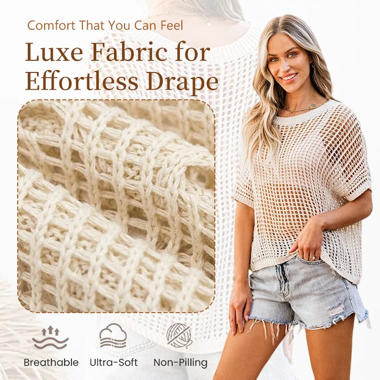 Breezy Hollow-Out Knit Top — Lightweight, Flowy & Effortlessly Stylish