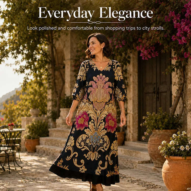 Relaxed V-Neck Floral Maxi Dress