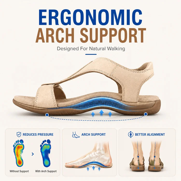 Cushioned Arch Support Leather Sandals