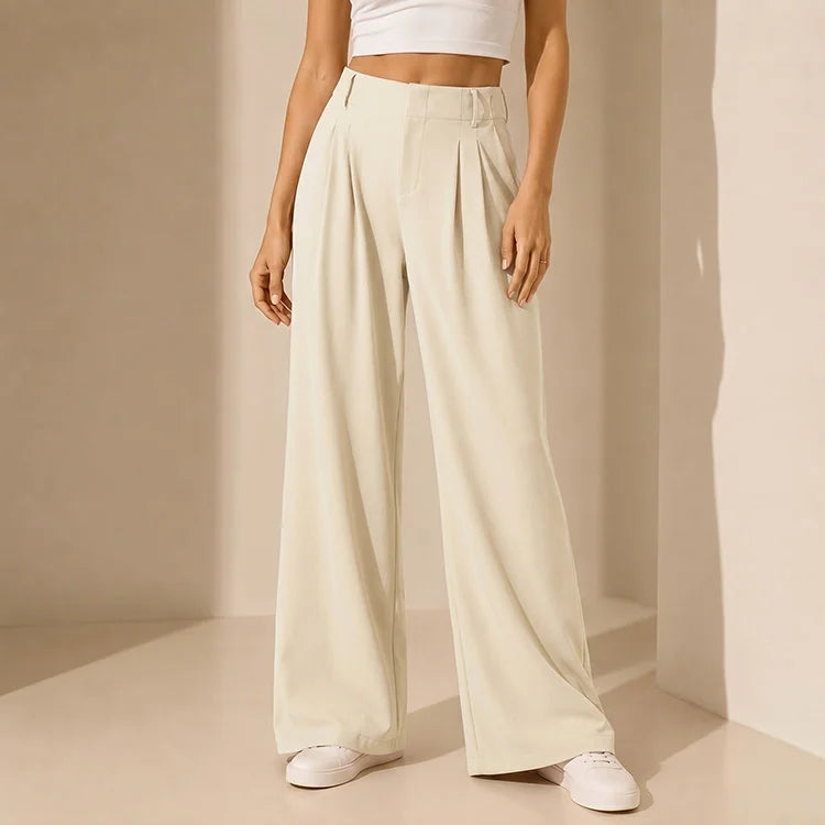 High-Waist Waffle Wide-Leg Lounge Pants