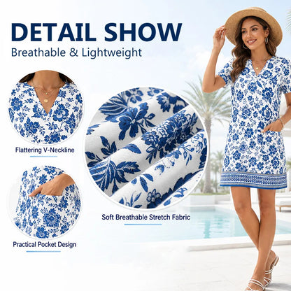 Flattering Stretch V-Neck Summer Dress