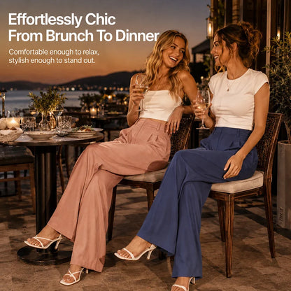 High-Waist Waffle Wide-Leg Lounge Pants