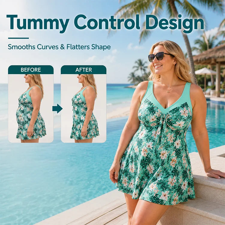 Floral Tummy-Control Swimdress