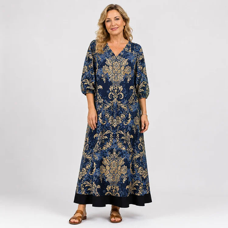 Relaxed V-Neck Floral Maxi Dress