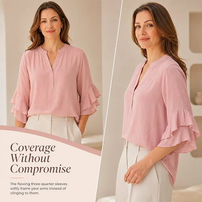 Curvy Fit Easy Drape Blouse