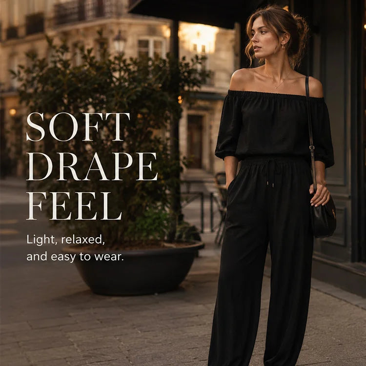 100% Cotton Off-Shoulder Two-Piece Set