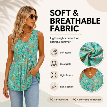 Elegant Sleeveless V-Neck Tunic Top