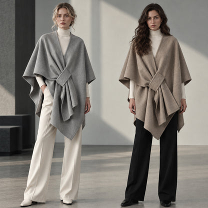 Elegant Pull-Through Fleece Shawl Wrap