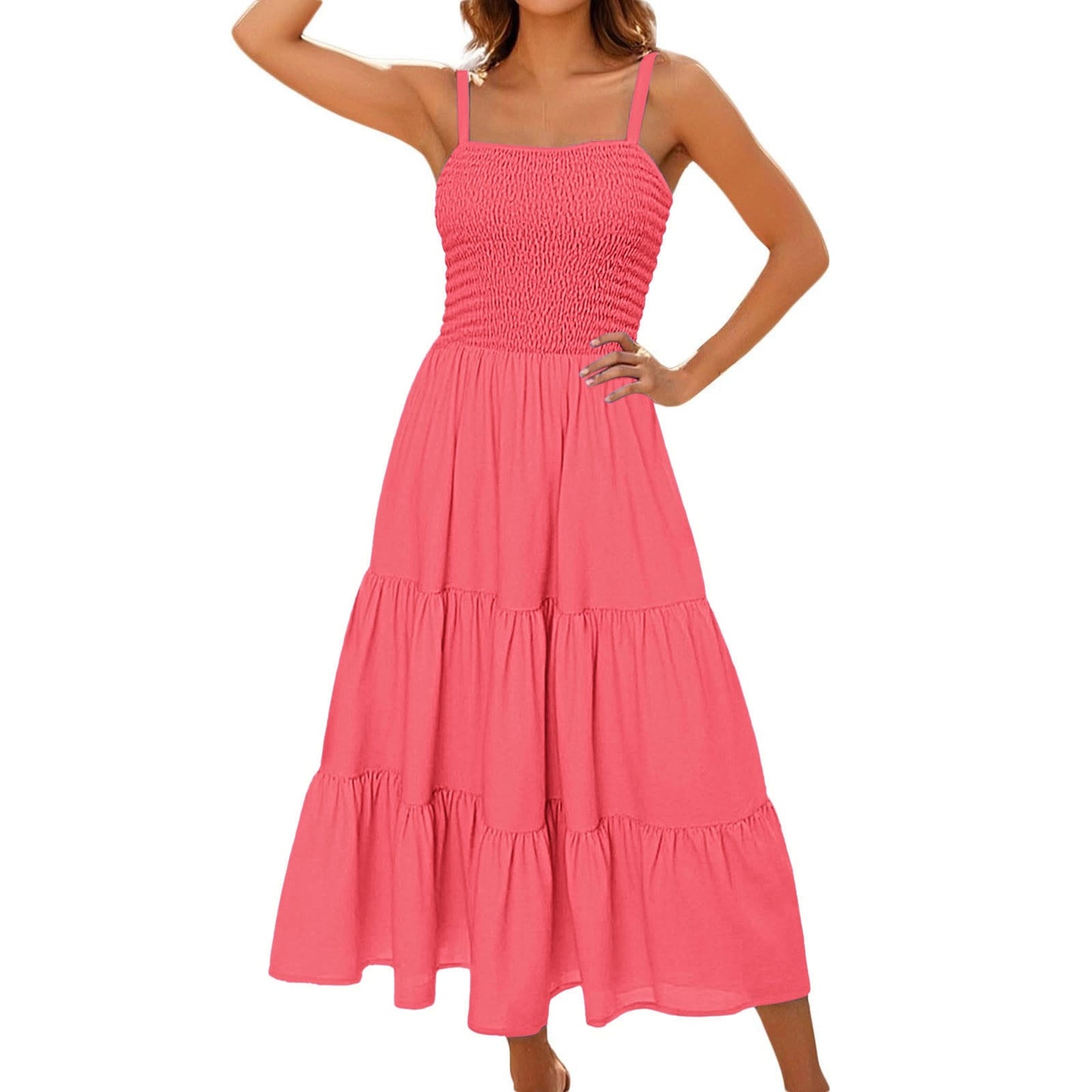 Sleeveless Smocked Bustier Maxi Dress