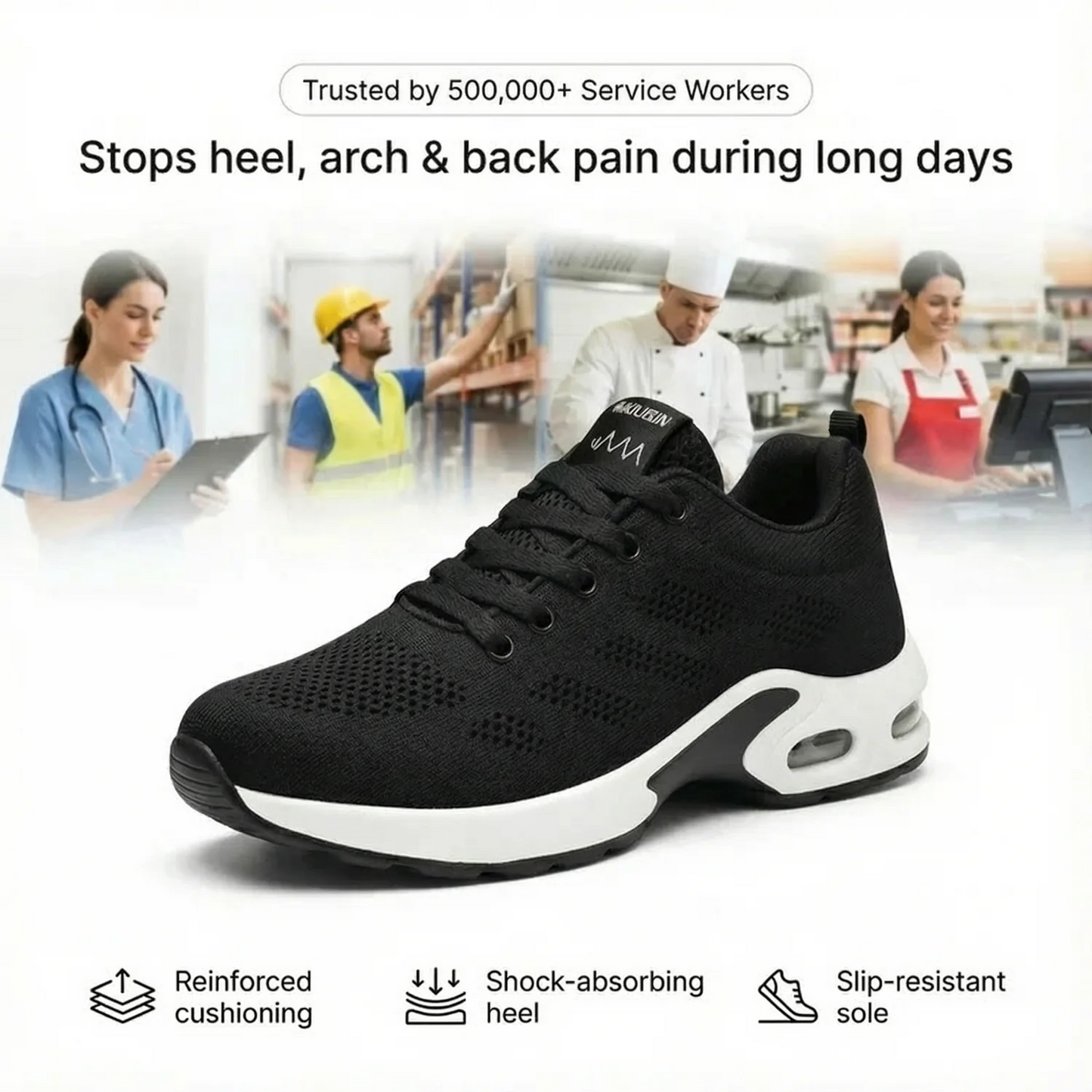 AuraHer™ Pro — 12-Hour Shift Shoes for All-Day Foot, Knee & Back Pain Relief